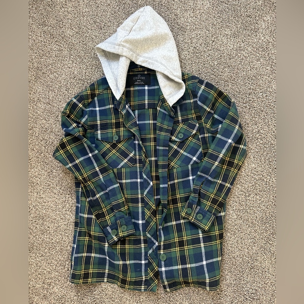 Plaid button down hoodie